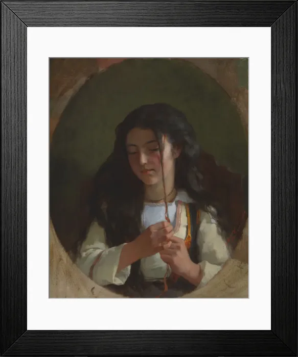 Framed Print : Study of a Young Girl, Pont Aven, 1869. Creator: Frederick Arthur Bridgman Framed Print : Study of a Young Girl, Pont Aven, 1869. Creator: Frederick Arthur Bridgman