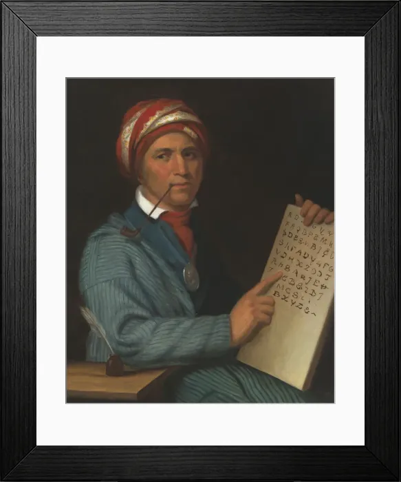 Framed Print : Sequoyah, c. 1830. Creator: Henry Inman Framed Print : Sequoyah, c. 1830. Creator: Henry Inman