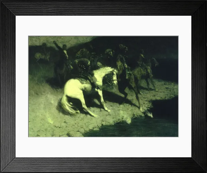 Framed Print : Fired On, 1907. Creator: Frederic Remington Framed Print : Fired On, 1907. Creator: Frederic Remington