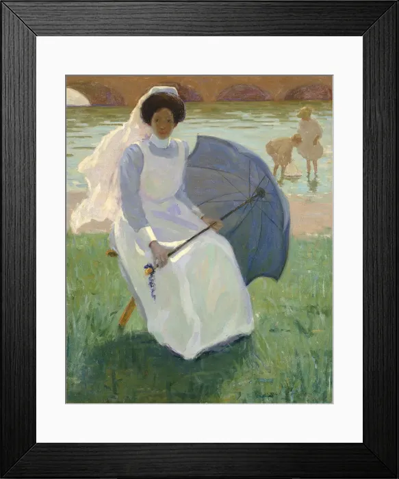 Framed Print : Woman with Green Parasol, 1908. Creator: Frederick F. Fursman Framed Print : Woman with Green Parasol, 1908. Creator: Frederick F. Fursman