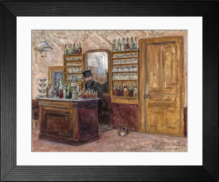 Framed Print : M. Baudy Behind his Desk at the Hotel Baudy, 1888. Creator: John Leslie Breck