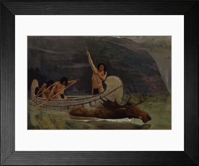 Framed Print : The Moose Chase, 1888. Creator: George de Forest Brush Framed Print : The Moose Chase, 1888. Creator: George de Forest Brush