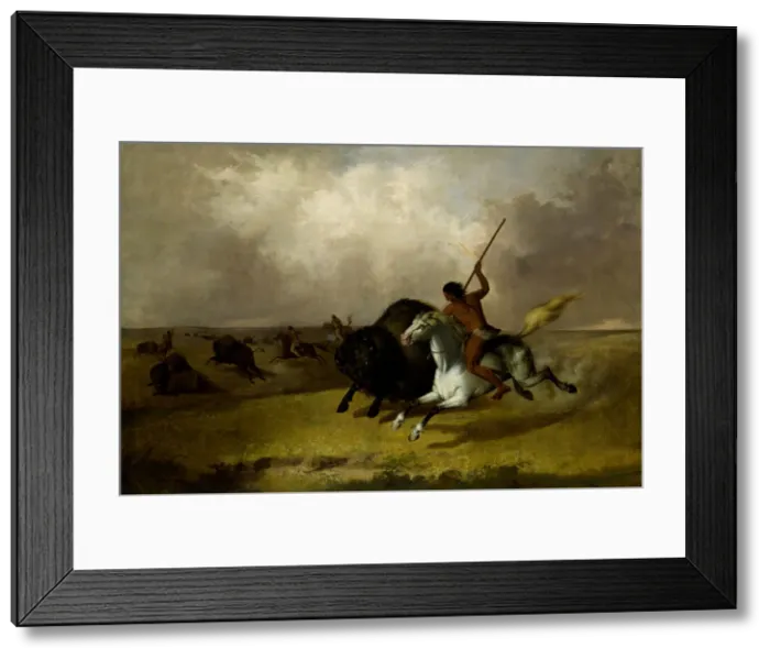 Framed Print : Buffalo Hunt on the Southwestern Prairies, 1845. Creator: John Mix Stanley Framed Print : Buffalo Hunt on the Southwestern Prairies, 1845. Creator: John Mix Stanley