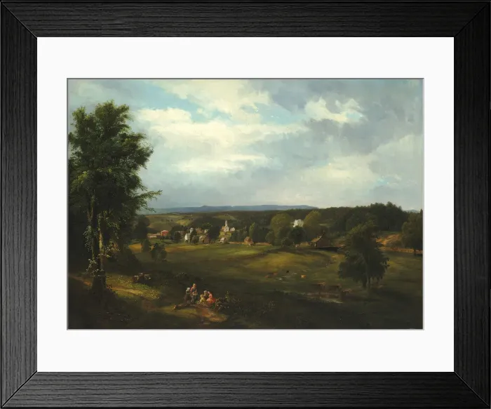Framed Print : Village Scene near Albany, New York, 1850. Creator: James McDougal Hart Framed Print : Village Scene near Albany, New York, 1850. Creator: James McDougal Hart