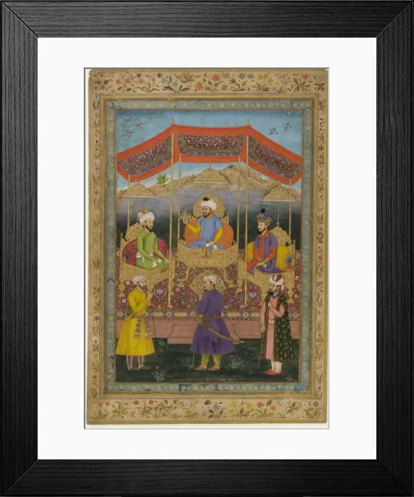 Framed Print : Ancestral group of Mughal rulers, 18th century. Creator: Govardhan Framed Print : Ancestral group of Mughal rulers, 18th century. Creator: Govardhan