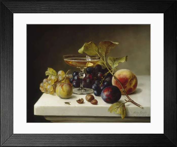 Framed Print : Still Life with Fruit and Champagne, 1869. Creator: Helen Searle Framed Print : Still Life with Fruit and Champagne, 1869. Creator: Helen Searle