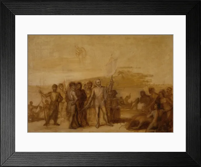 Framed Print : The Landing of Columbus, ca. 1840. Creator: John Vanderlyn Framed Print : The Landing of Columbus, ca. 1840. Creator: John Vanderlyn