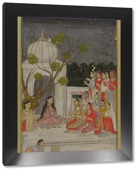 Fortune-telling; a group of women on a terrace at night, 18th century. Creator: Unknown