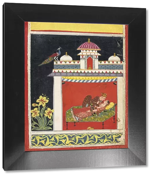 Two lovers in a pavilion, from an Amarushataka (Hundred poems of Amaru)... ca. 1680