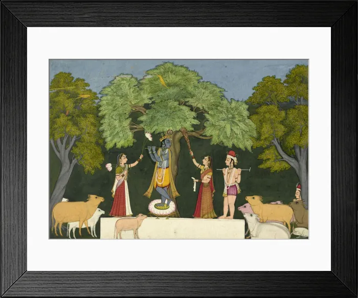 Framed Print : Krishna entertains his companions, ca. 1760-1765. Creator: Unknown Framed Print : Krishna entertains his companions, ca. 1760-1765. Creator: Unknown