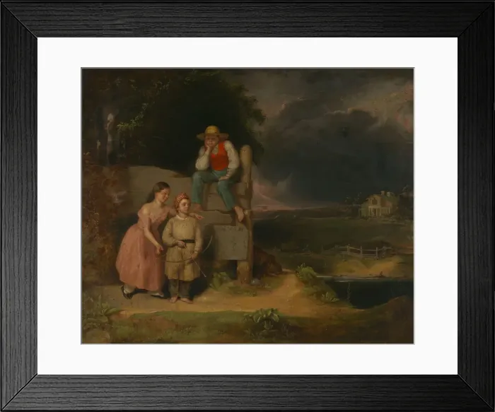 Framed Print : Children in a Storm, ca. 1830. Creator: Thomas Le Clear Framed Print : Children in a Storm, ca. 1830. Creator: Thomas Le Clear