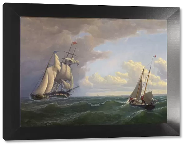 Whaler off the Vineyard--Outward Bound, 1859. Creator: William Bradford
