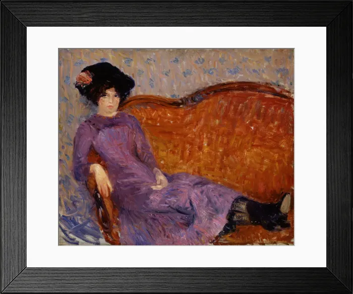 Framed Print : The Purple Dress, 1908-1910. Creator: William James Glackens Framed Print : The Purple Dress, 1908-1910. Creator: William James Glackens
