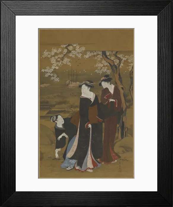Framed Print : Three women under a flowering cherry tree at the seashore, 1769-1825 Framed Print : Three women under a flowering cherry tree at the seashore, 1769-1825
