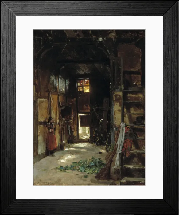 Framed Print : Interior of a Westphalian Cottage, 1852. Creator: Worthington Whittredge
