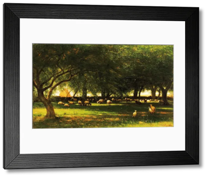 Framed Print : Noon in the Orchard, 1900. Creator: Worthington Whittredge Framed Print : Noon in the Orchard, 1900. Creator: Worthington Whittredge