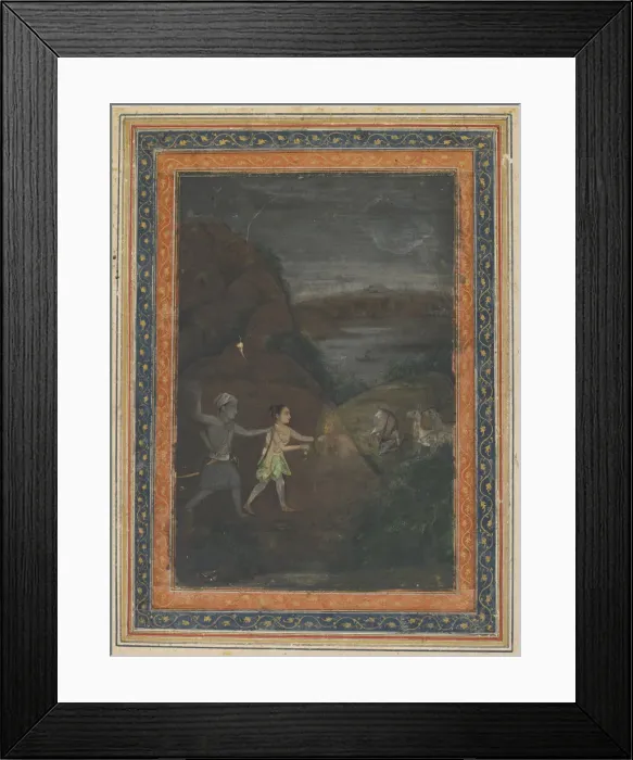 Framed Print : Bhils hunting deer at night, 18th century. Creator: Unknown Framed Print : Bhils hunting deer at night, 18th century. Creator: Unknown