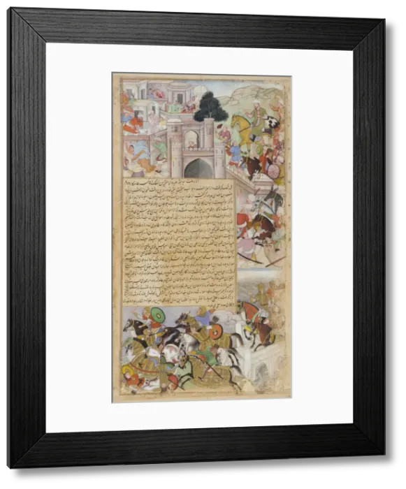Framed Print : The Siege of Baghdad by Tahir, from the Tarikh-i-Alfi, ca. 1592-94. Creator: Unknown