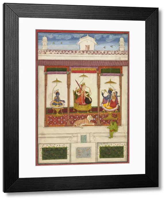 Framed Print : Devi with Krishna and Vishnu in a Palace, ca. 1645-1655. Creator: Unknown Framed Print : Devi with Krishna and Vishnu in a Palace, ca. 1645-1655. Creator: Unknown