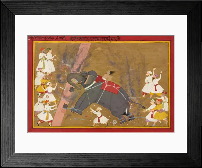 Framed Print : The elephant Khanderao Bahadur killing Sham Mahavat, ca. 1700. Creator: Unknown Framed Print : The elephant Khanderao Bahadur killing Sham Mahavat, ca. 1700. Creator: Unknown