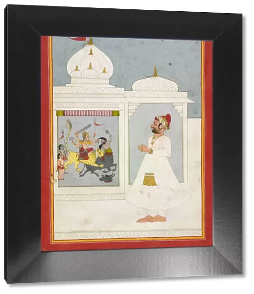 Thakur Ajit Singh worships the Goddess, dated 1817. Creator: Unknown