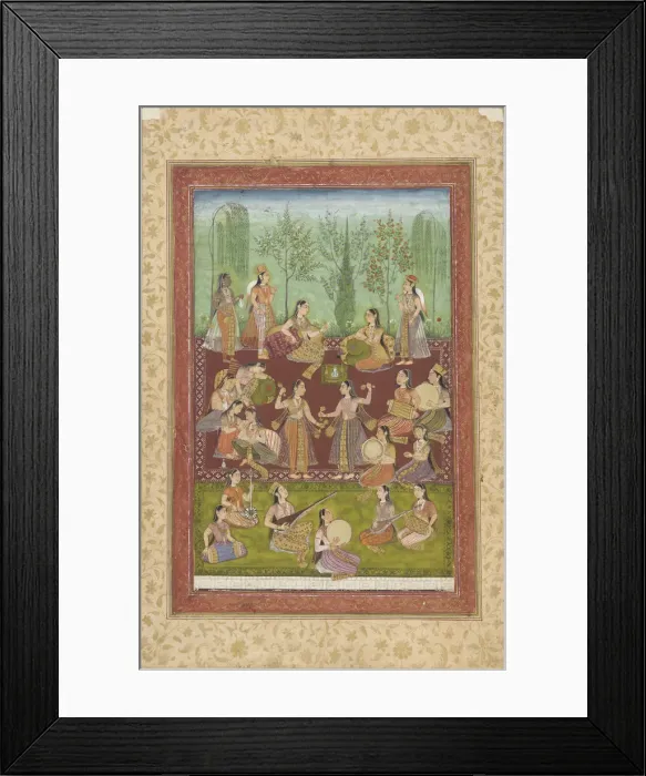 Framed Print : A group of women in a garden, entertaining themselves with music and dancing Framed Print : A group of women in a garden, entertaining themselves with music and dancing