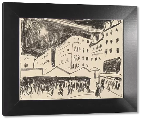 Old Market in Dresden with Annual Fair, 1910. Creator: Ernst Kirchner