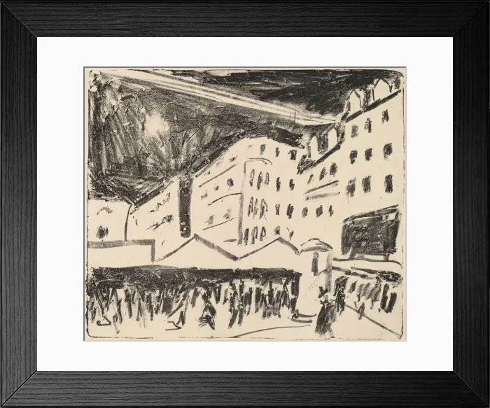 Framed Print : Old Market in Dresden with Annual Fair, 1910. Creator: Ernst Kirchner Framed Print : Old Market in Dresden with Annual Fair, 1910. Creator: Ernst Kirchner