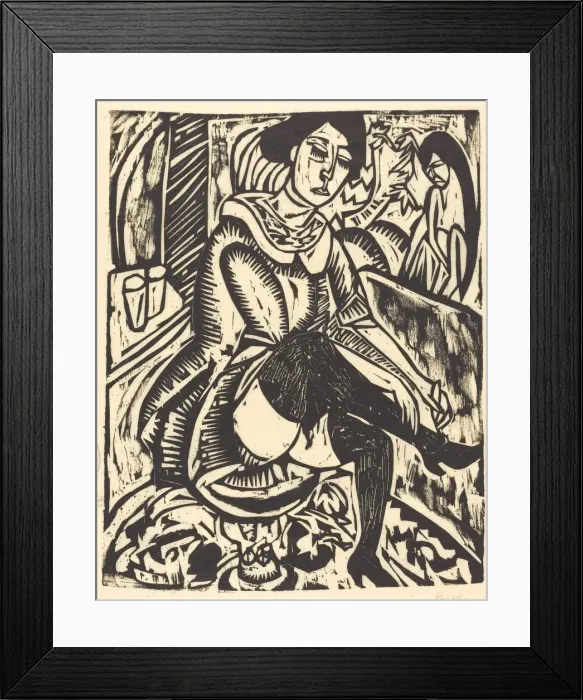 Framed Print : Woman Tying Her Shoe (Frau, Schuh Zuknopfend), 1912. Creator: Ernst Kirchner Framed Print : Woman Tying Her Shoe (Frau, Schuh Zuknopfend), 1912. Creator: Ernst Kirchner