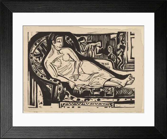 Framed Print : Woman Lying on a Sofa, 1926. Creator: Ernst Kirchner Framed Print : Woman Lying on a Sofa, 1926. Creator: Ernst Kirchner