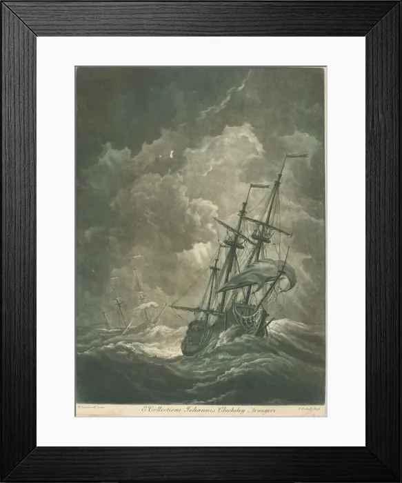 Framed Print : Shipping Scene from the Collection of John Chicheley, 1720s. Creator: Elisha Kirkall Framed Print : Shipping Scene from the Collection of John Chicheley, 1720s. Creator: Elisha Kirkall