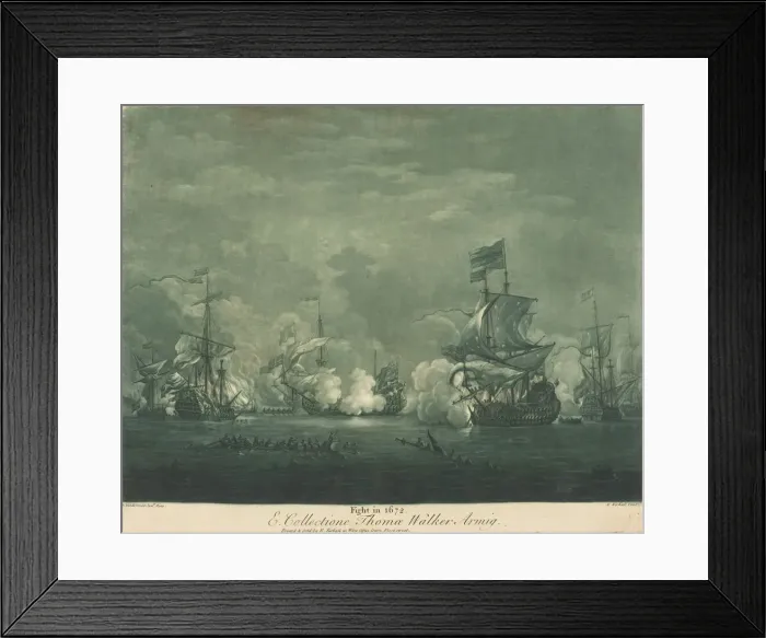 Framed Print : Fight in 1672, 1720s. Creator: Elisha Kirkall Framed Print : Fight in 1672, 1720s. Creator: Elisha Kirkall