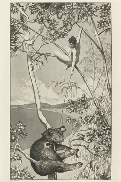 Bear and Elf (Bar und Elfe): pl. 1, published 1881. Creator: Max Klinger