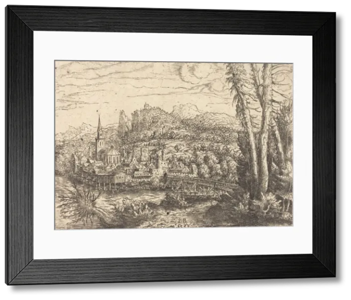 Framed Print : View of a City near a River, 1553. Creator: Hans Sebald Lautensack Framed Print : View of a City near a River, 1553. Creator: Hans Sebald Lautensack