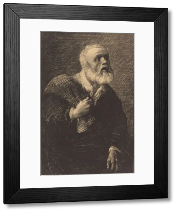 Framed Print : Night Crier (Le crieur de nuit). Creator: Alphonse Legros Framed Print : Night Crier (Le crieur de nuit). Creator: Alphonse Legros