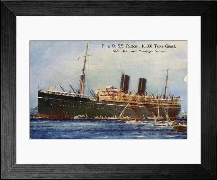 Framed Print : P. & O. S. S. Ranchi, 16, 600 Tons Gross, India Mail and Passenger Service, 1934 Framed Print : P. & O. S. S. Ranchi, 16, 600 Tons Gross, India Mail and Passenger Service, 1934