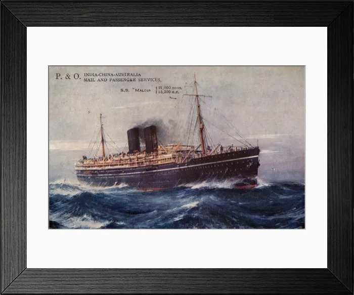 Framed Print : P. & O. India-China-Australia Mail and Passenger Services, S. S. Maloja, 1932 Framed Print : P. & O. India-China-Australia Mail and Passenger Services, S. S. Maloja, 1932