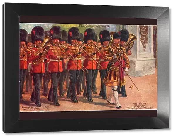 The Coldstream Guards - The Band entering Buckingham Palace, c1930. Creator: Harry Payne