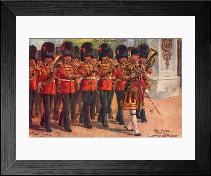 Framed Print : The Coldstream Guards - The Band entering Buckingham Palace, c1930. Creator: Harry Payne Framed Print : The Coldstream Guards - The Band entering Buckingham Palace, c1930. Creator: Harry Payne