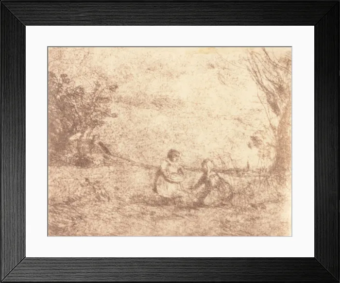 Framed Print : Farm Children (Les Enfants de la ferme), 1853. Creator: Jean-Baptiste-Camille Corot Framed Print : Farm Children (Les Enfants de la ferme), 1853. Creator: Jean-Baptiste-Camille Corot