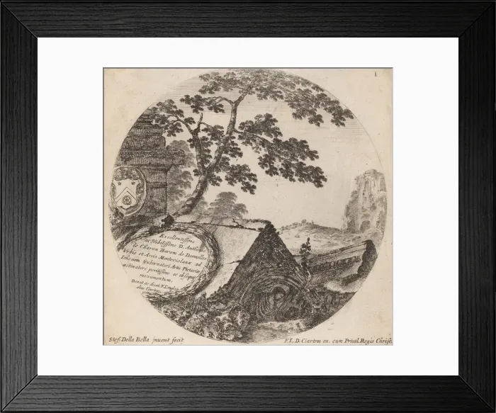 Framed Print : Title Page for Paysages et ruines de Rome, 1646. Creator: Stefano della Bella Framed Print : Title Page for Paysages et ruines de Rome, 1646. Creator: Stefano della Bella