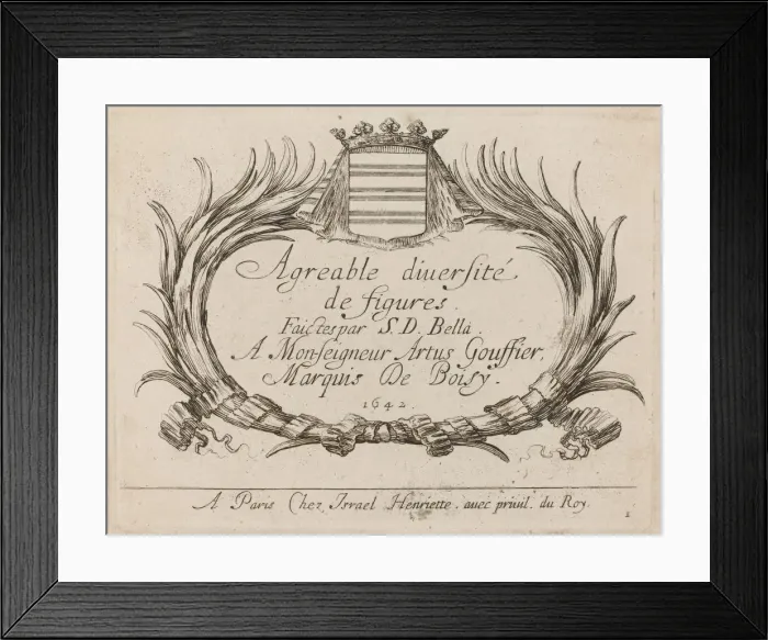 Framed Print : Title Page for Agreable diversite de figures, 1642 Framed Print : Title Page for Agreable diversite de figures, 1642