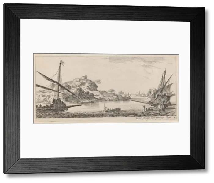 Framed Print : Two Galleys and their Launches, in or before 1647. Creator: Stefano della Bella Framed Print : Two Galleys and their Launches, in or before 1647. Creator: Stefano della Bella