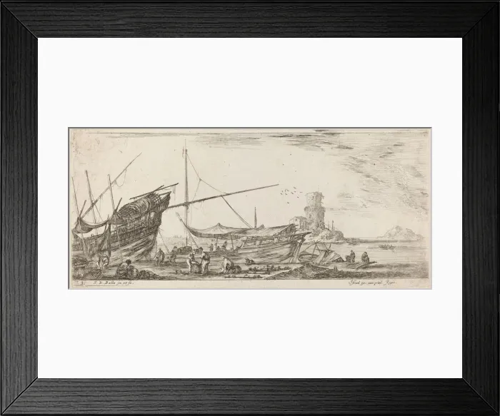 Framed Print : Harbor View, 1644. Creator: Stefano della Bella Framed Print : Harbor View, 1644. Creator: Stefano della Bella