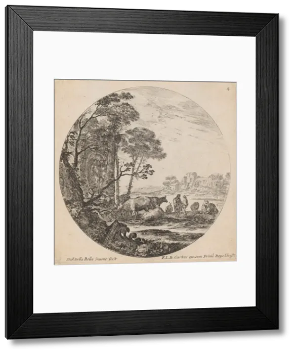 Framed Print : Landscape with Roman Ruins, 1646. Creator: Stefano della Bella Framed Print : Landscape with Roman Ruins, 1646. Creator: Stefano della Bella