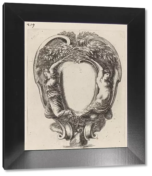 Cartouche with Two Nymphs Metamorphosed into Trees, 1647. Creator: Stefano della Bella