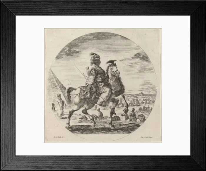 Framed Print : A Black Horseman. Creator: Stefano della Bella Framed Print : A Black Horseman. Creator: Stefano della Bella