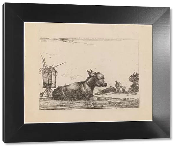 Donkey Resting, 1642. Creator: Stefano della Bella