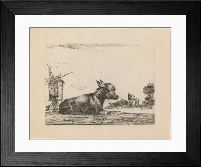 Framed Print : Donkey Resting, 1642. Creator: Stefano della Bella Framed Print : Donkey Resting, 1642. Creator: Stefano della Bella
