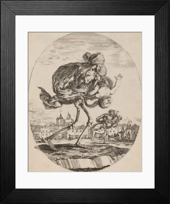 Framed Print : Death Carrying a Child to the Right, probably 1648. Creator: Stefano della Bella Framed Print : Death Carrying a Child to the Right, probably 1648. Creator: Stefano della Bella